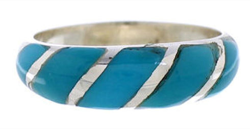 Sterling Silver Turquoise Inlay Southwest Ring Size 5-1/4 UX35016